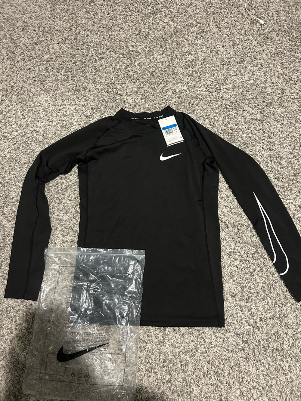 Nike Black Short-Sleeve Dri-FIT Tee with White Swoosh